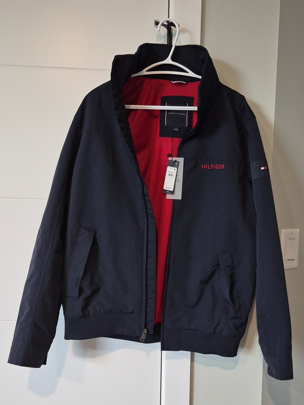 Tommy Hilfiger Navy Jacket with Red Interior Medium